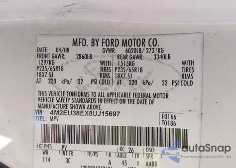 2008 Mercury Mountaineer Premier from USA, damaged, VIN 4M2EU38EX8UJ15697